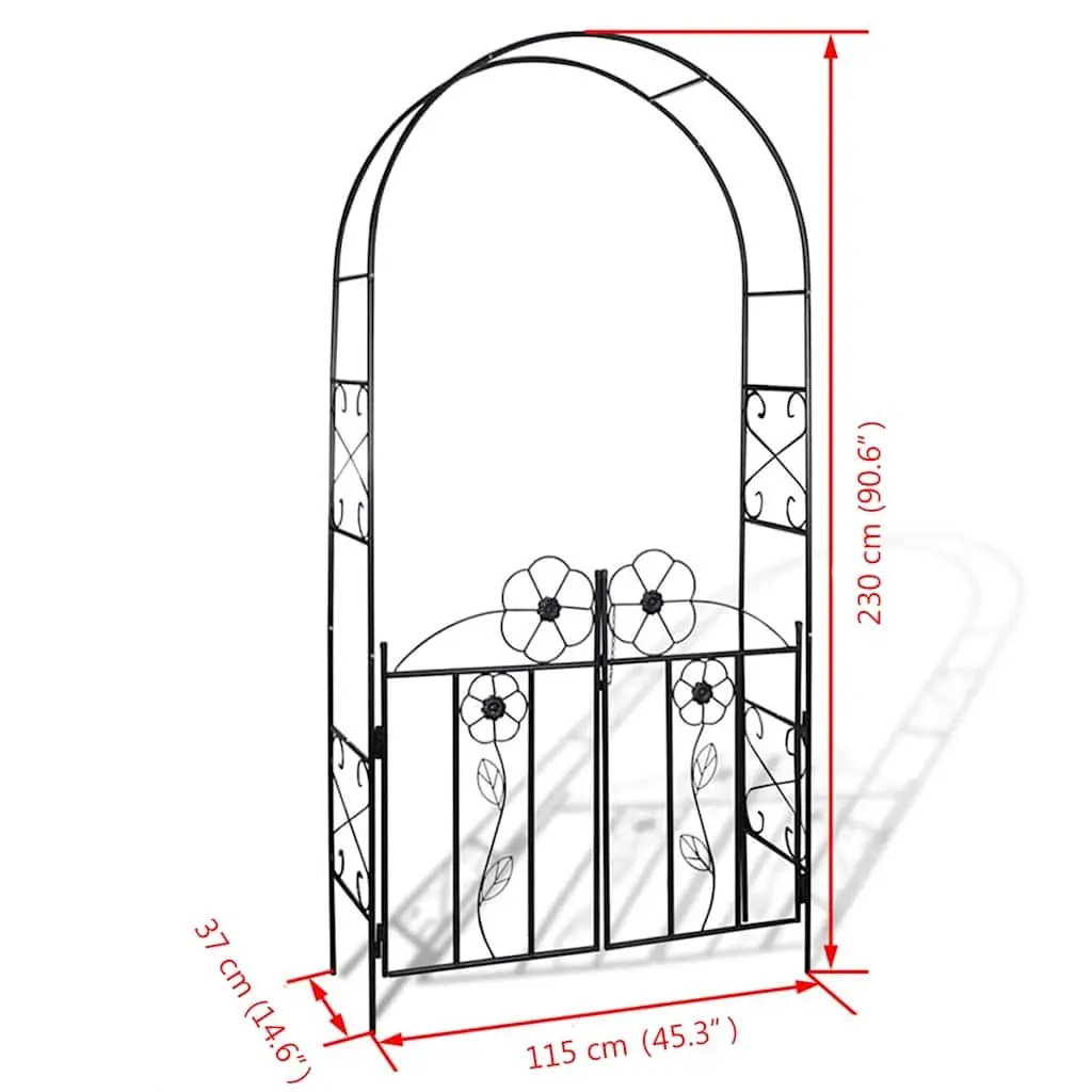 Black Garden Arch with Integrated Door