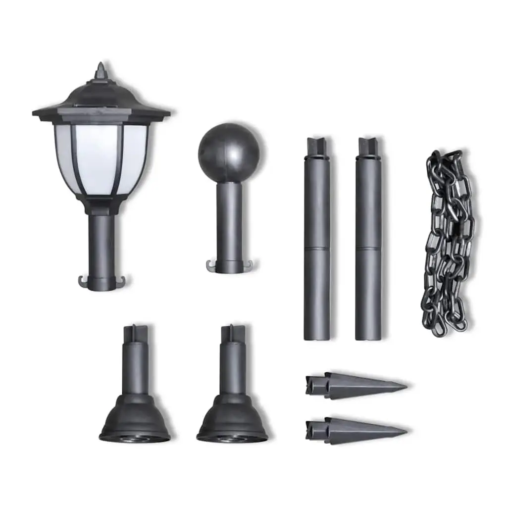 Chain Fence Solar Lights Outdoor Garden Patio Yard Lighting Two LED Lamps Poles