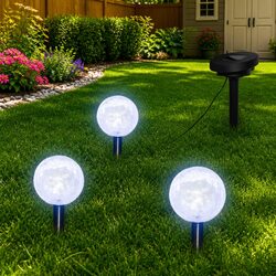 Solar LED Ball Garden Lights Set with Ground Spikes Outdoor Pathway Lighting