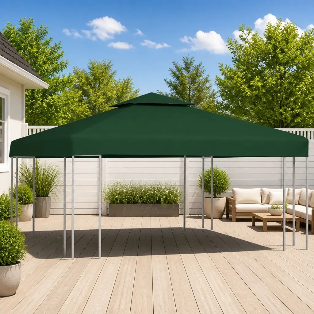 Water-proof Gazebo Canopy Cover Top 3x3m Replacement Outdoor Shade Shelter Green