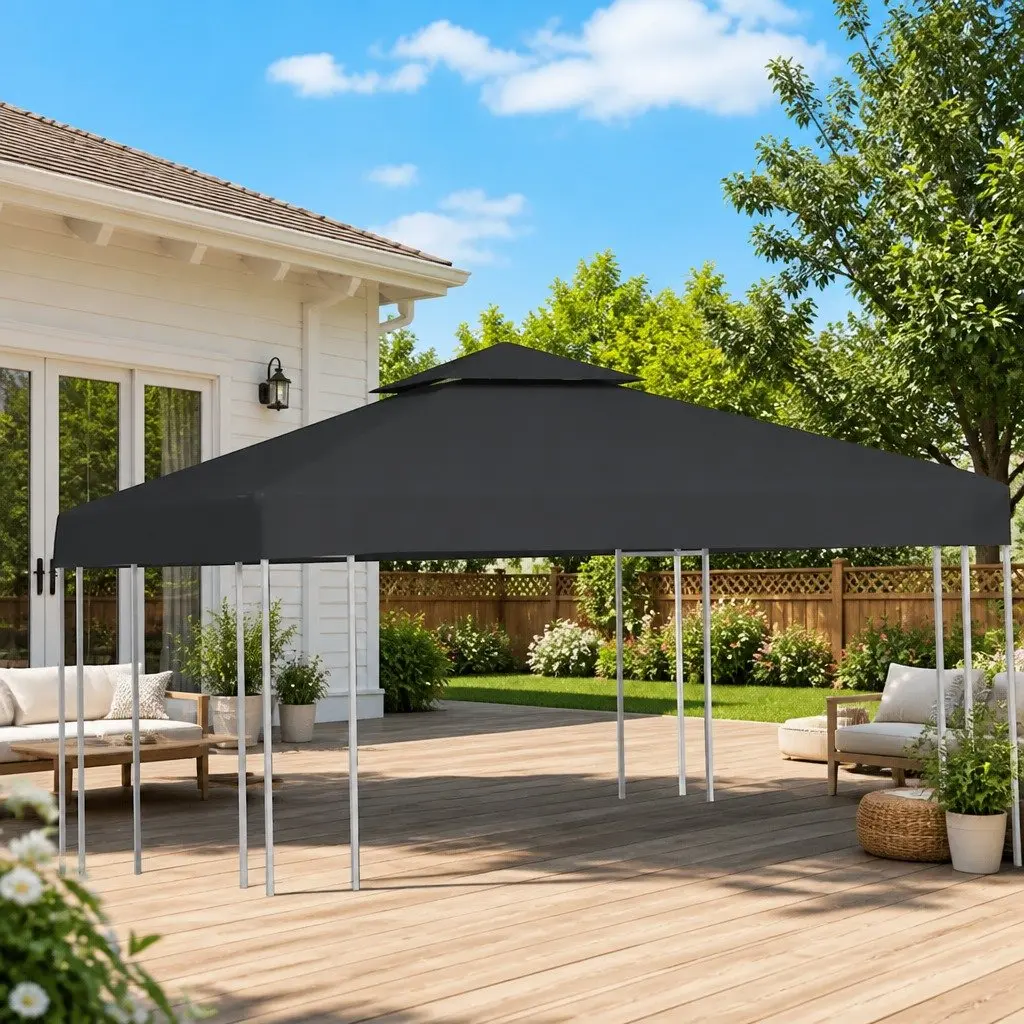 3x3m Dark Grey Waterproof Gazebo Cover Top