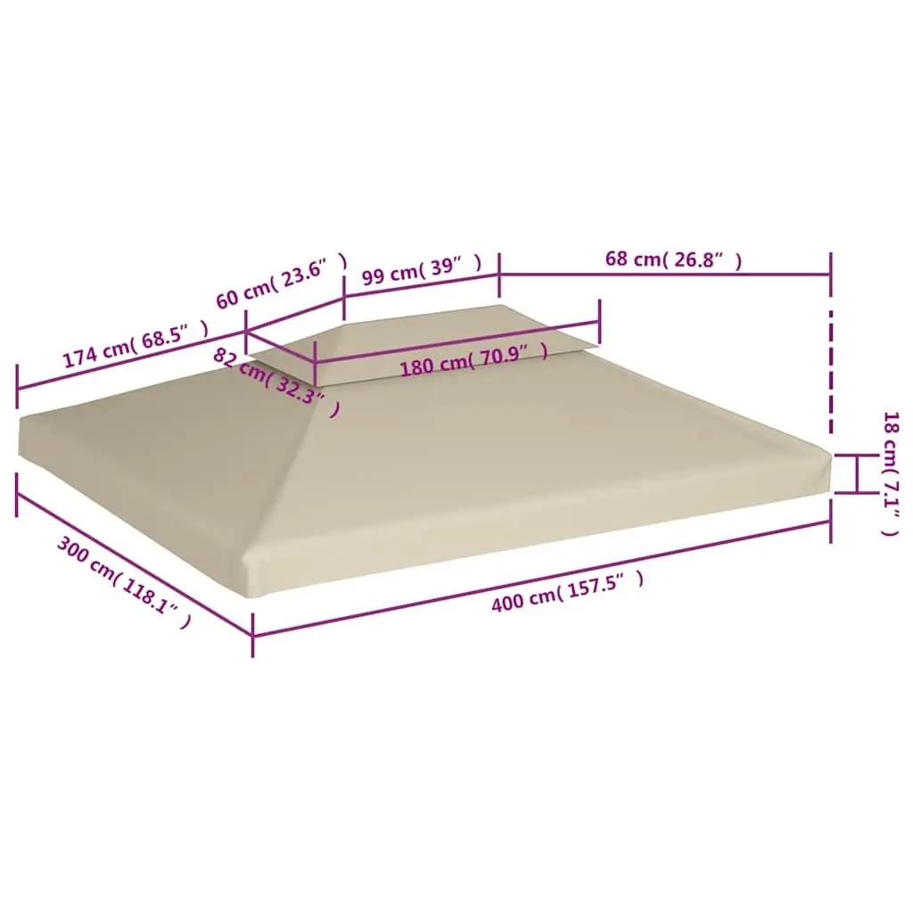 Gazebo Cover Replacement Water-Resistant PVC 3x4m Beige