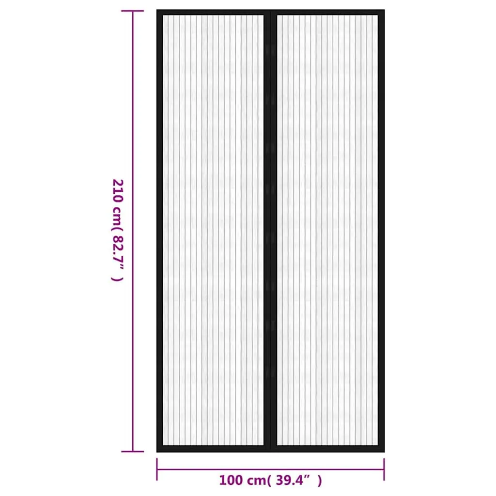 Insect Door Curtain Polyester 210 x 100 cm Black 2 Piece