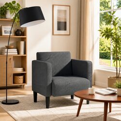 Dark Grey Arm Chair with Armrests for Comfort