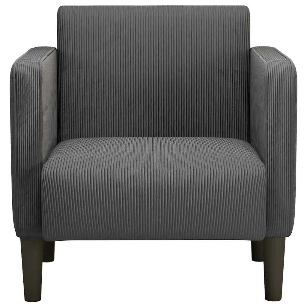 Arm Chair Corduroy 54cm Dark Grey Upholstered
