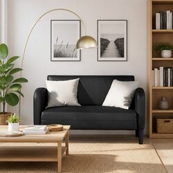 Black Compact Loveseat Sofa 110 cm for Two