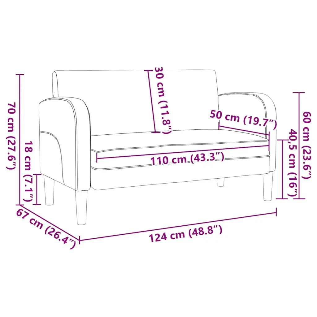Black Compact Loveseat Sofa 110 cm for Two