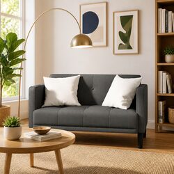 Compact Dark Grey Loveseat Sofa for Stylish Comfort
