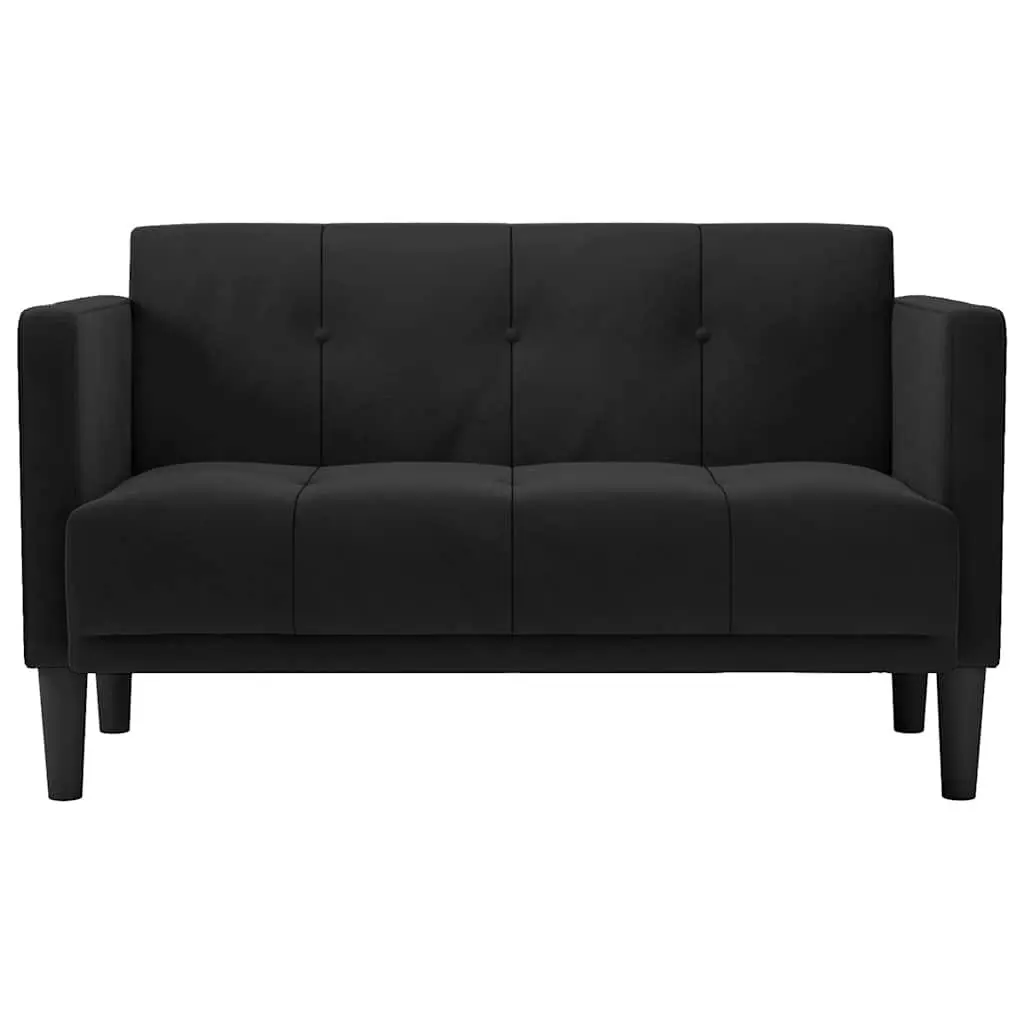 Loveseat Sofa Velvet Fabric 111cm Black Compact Two Seater Couch
