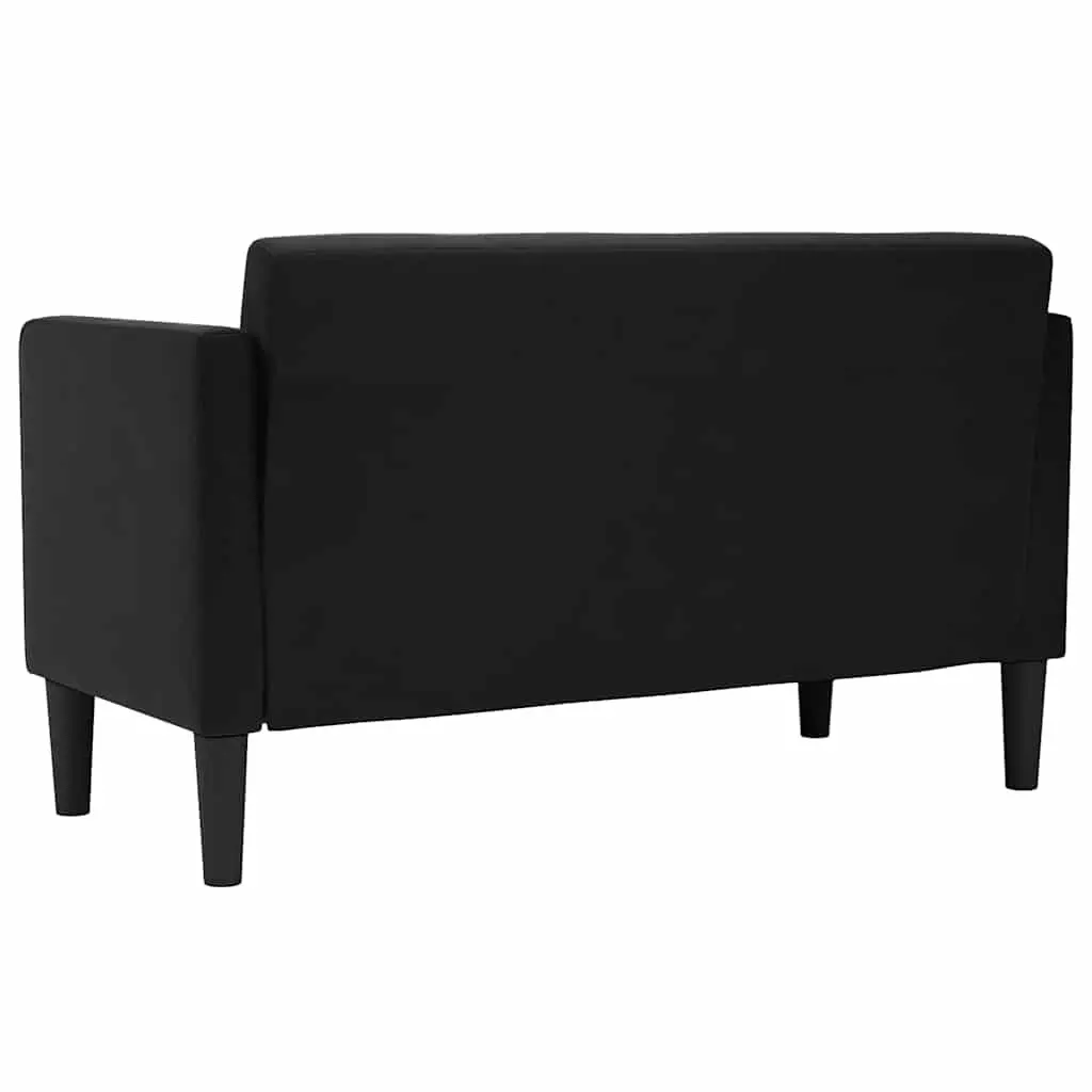 Loveseat Sofa Velvet Fabric 111cm Black Compact Two Seater Couch