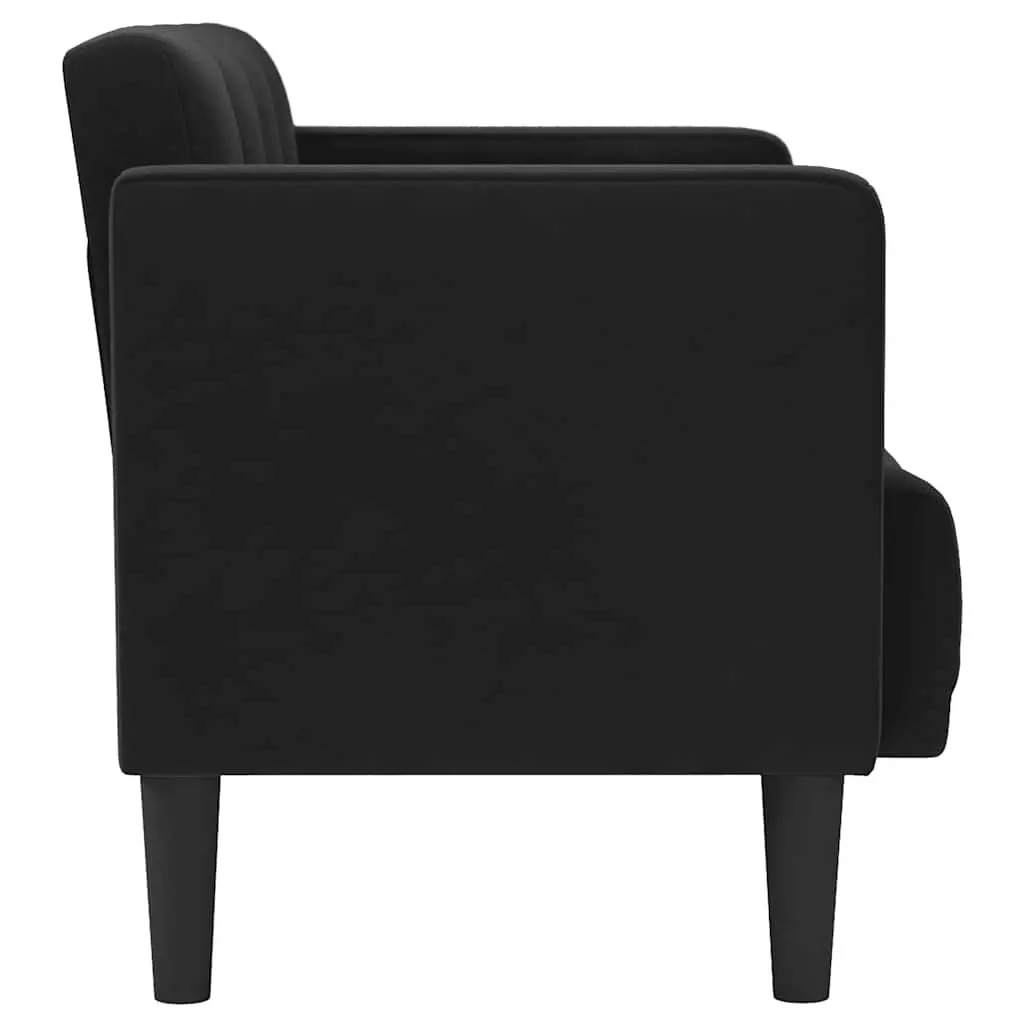 Loveseat Sofa Velvet Fabric 111cm Black Compact Two Seater Couch