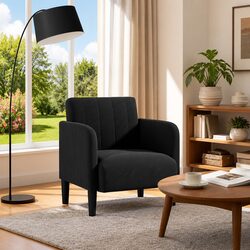Arm Chair Sofa with Armrests Black 54cm Velvet Fabric Comfortable Seating