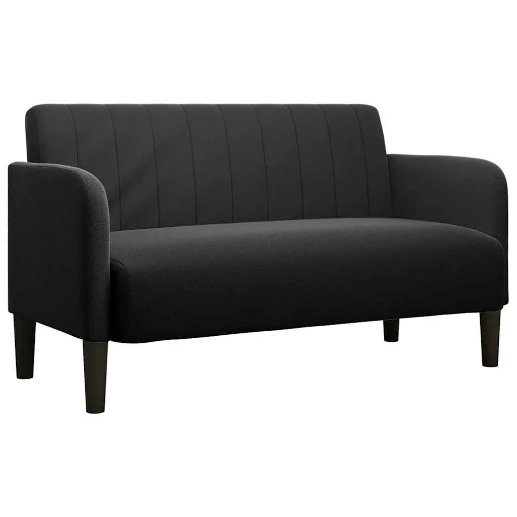 Loveseat Sofa Velvet 109cm Black Compact Two-Seater Couch Modern Living Room