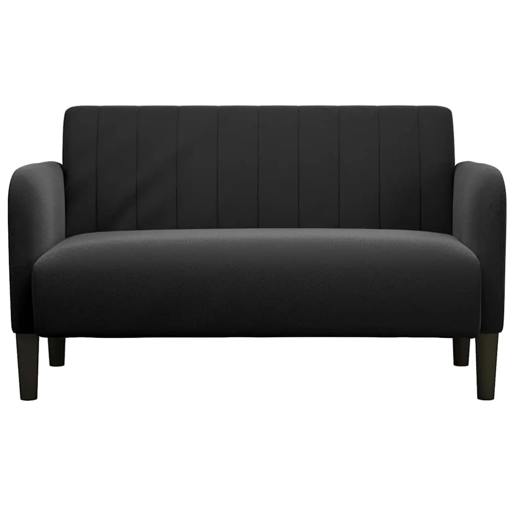 Loveseat Sofa Velvet 109cm Black Compact Two-Seater Couch Modern Living Room