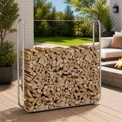 Durable Galvanised Steel Firewood Rack 150x25x150 cm