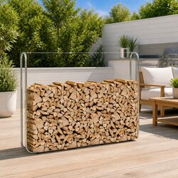 Sturdy Galvanised Steel Firewood Rack 200x25x150 cm
