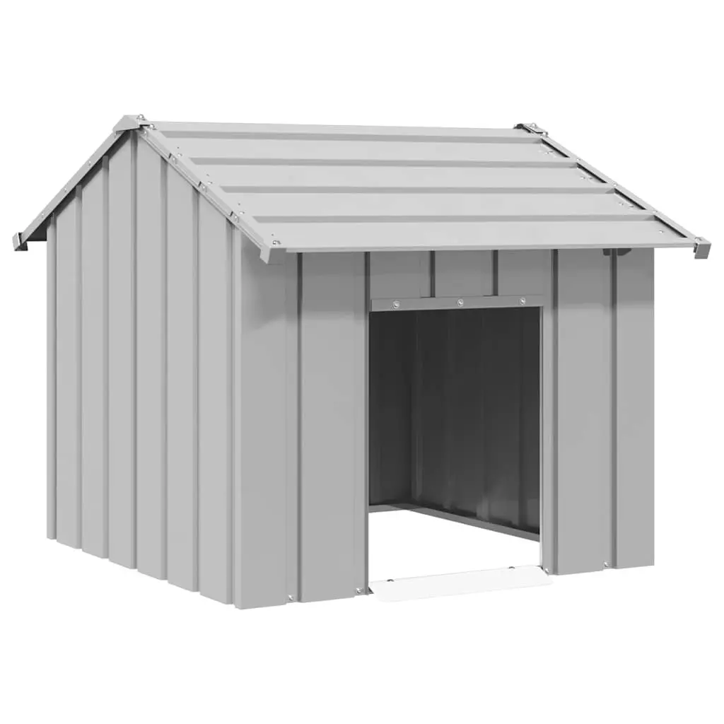 Grey Steel Dog House with Protective Roof