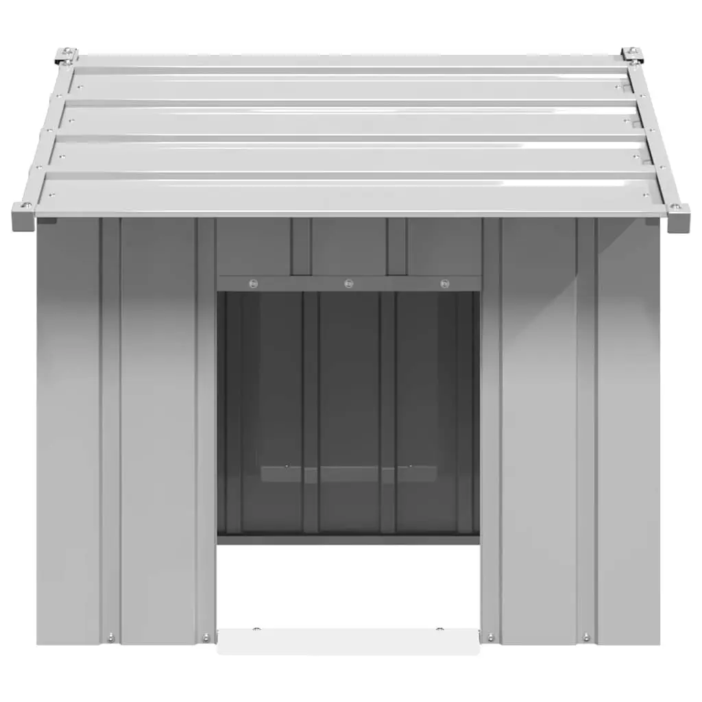 Grey Steel Dog House with Protective Roof