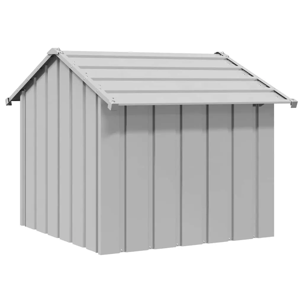 Grey Steel Dog House with Protective Roof