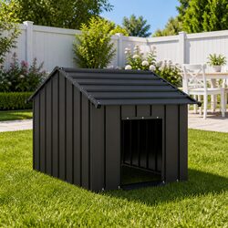 Sturdy Outdoor Dog House with Roof Shelter in Anthracite