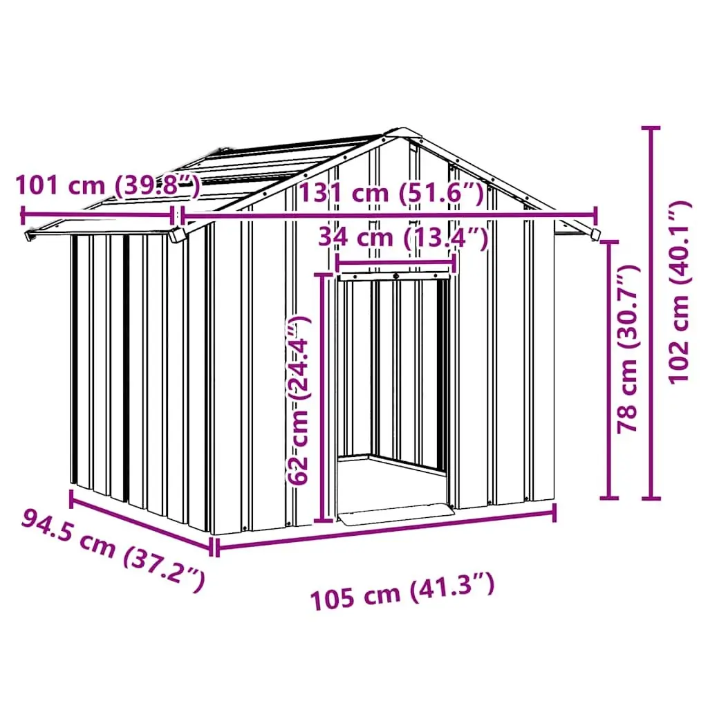 Galvanised Steel Dog House with Roof