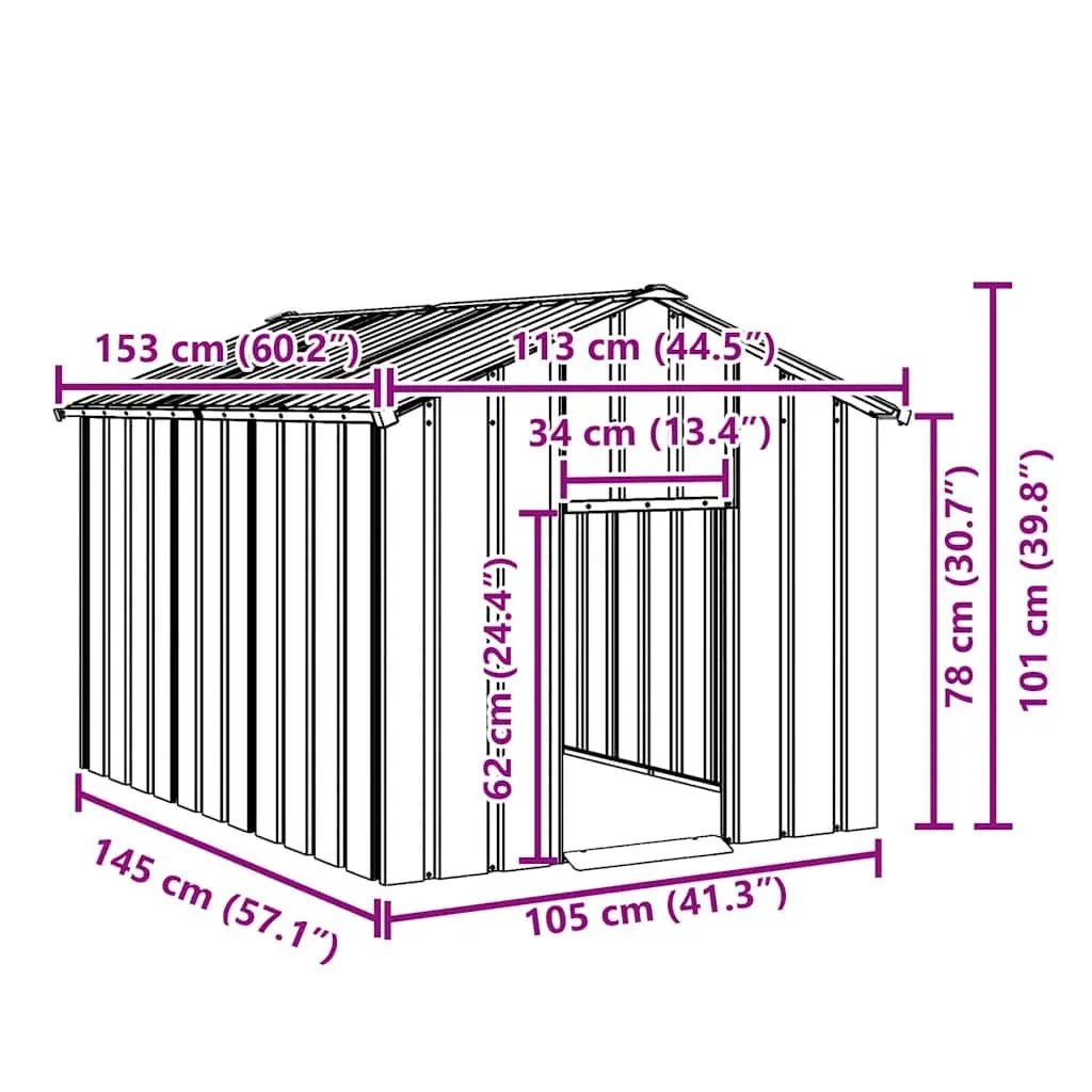 Dog House Galvanised Steel 113 x 153 x 101 cm Anthracite
