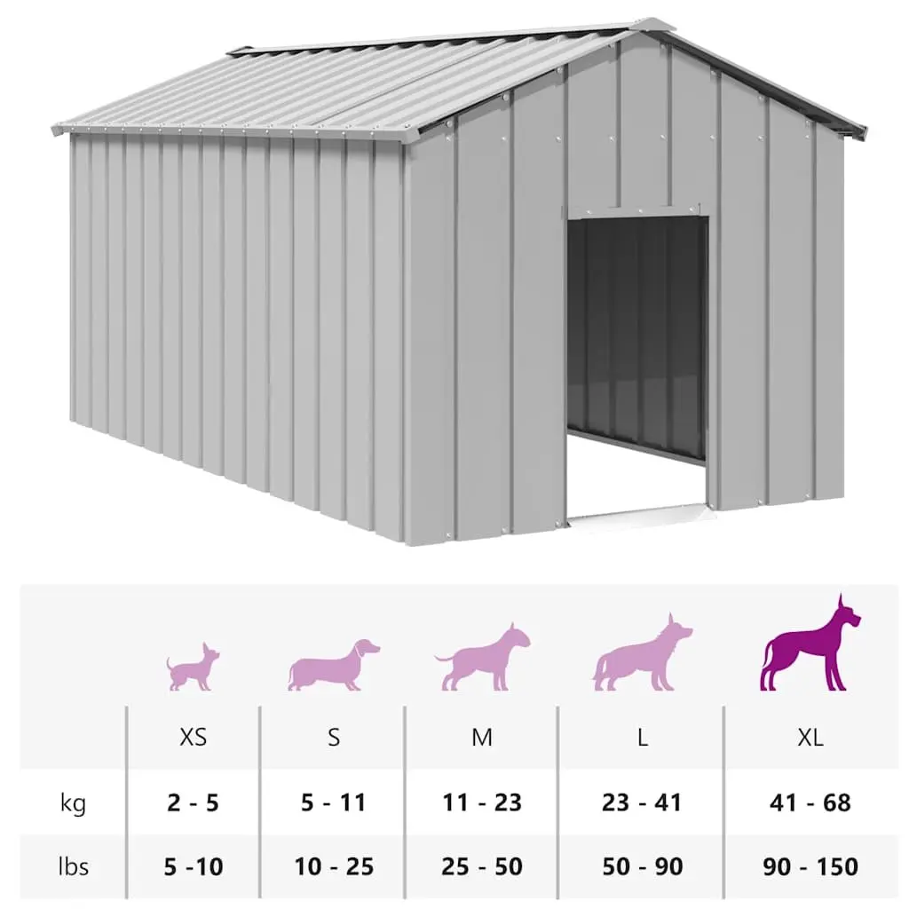Dog House Galvanised Steel 114 x 202 x 101 cm Grey