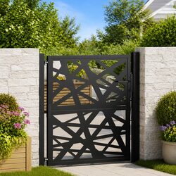 Sturdy Black Steel Laser-Cut Garden Gate 100x100 cm