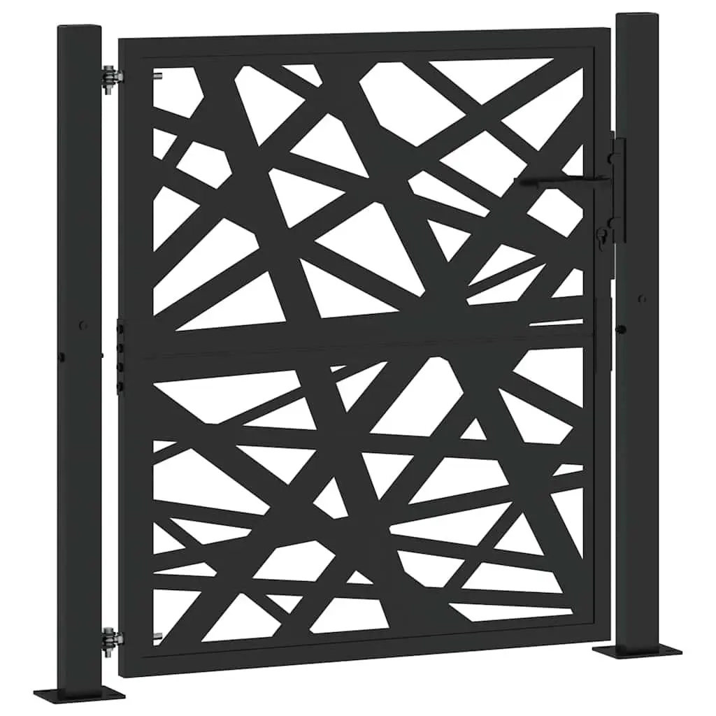 Black Steel Laser-Cut Garden Gate 100x100 cm