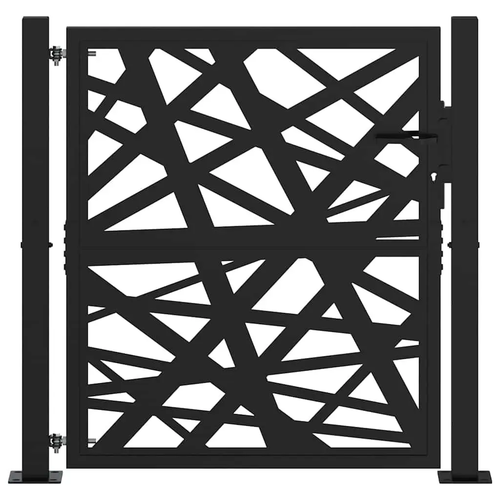 Black Steel Laser-Cut Garden Gate 100x100 cm