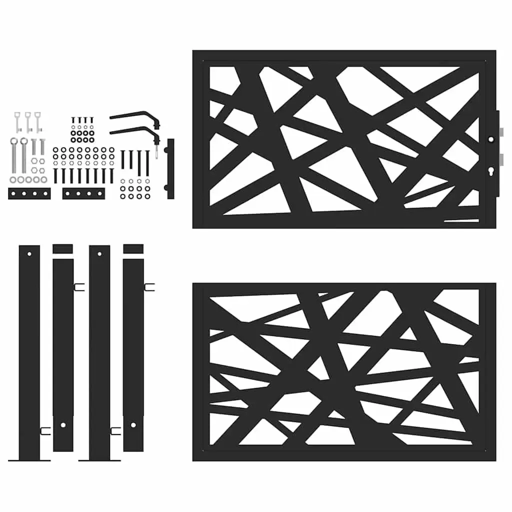Black Steel Laser-Cut Garden Gate 100x100 cm