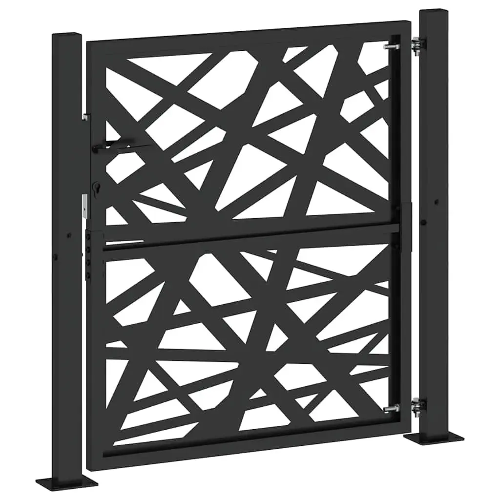 Black Steel Laser-Cut Garden Gate 100x100 cm