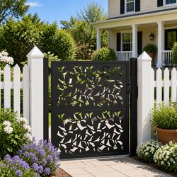 Steel Garden Gate with Laser-Cut Design – 100x100 cm