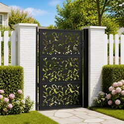 Black Steel Garden Gate 100x150 cm with Laser-Cut Design
