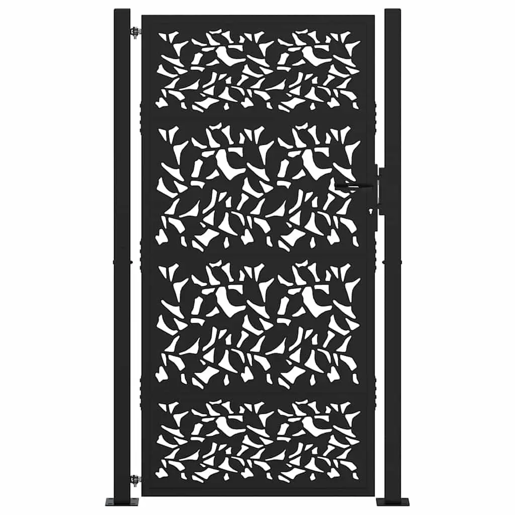 Black Steel Laser-Cut Garden Gate 100x175cm with Lock