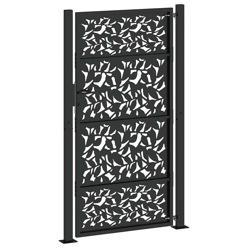 Black Steel Laser-Cut Garden Gate 100x175cm with Lock
