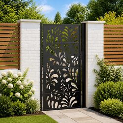 Black Steel Wave Design Garden Gate 100x175 cm