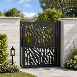 Black Steel Garden Gate 100x100 cm with Laser-Cut Design