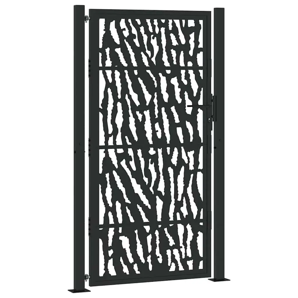 Garden Gate Black 100x175 cm Steel Laser-Cut Design Lockable Entrance Fencing