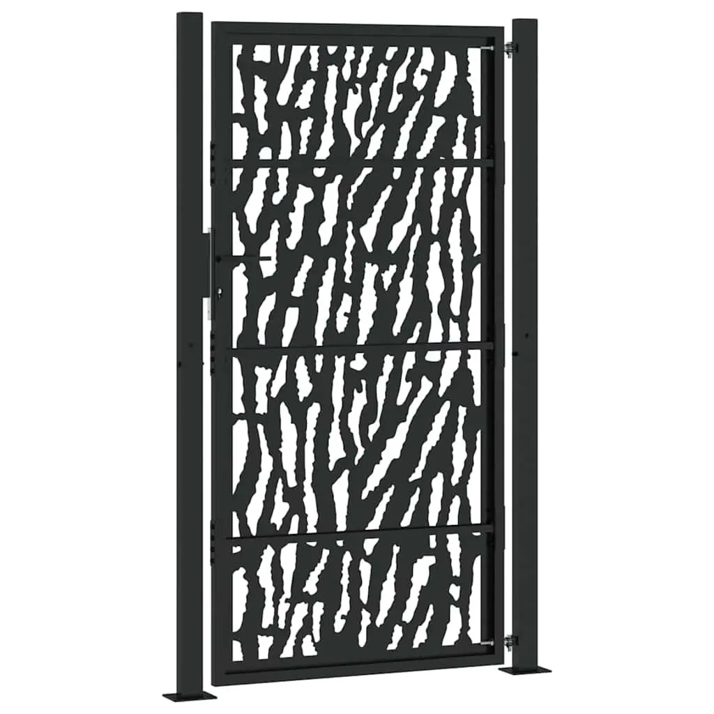 Garden Gate Black 100x175 cm Steel Laser-Cut Design Lockable Entrance Fencing