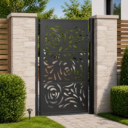 Lockable Steel Garden Gate with Laser-Cut Flame Design