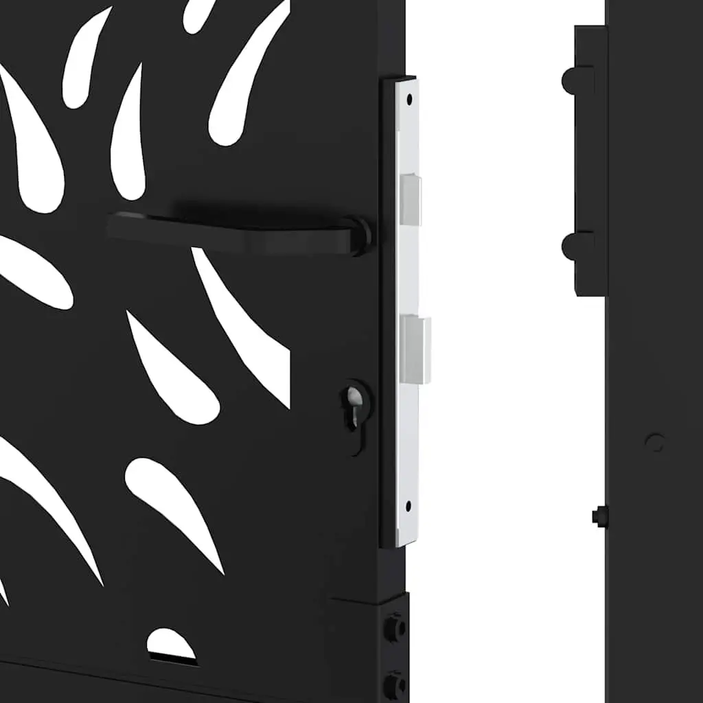 Garden Gate Steel Black Laser-Cut Design Lockable Fence Entry 100x150cm