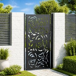 Durable Lockable Garden Gate with Steel Flame Design