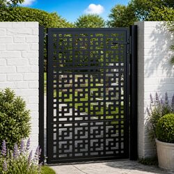 Premium Black Steel Garden Gate 100x125cm with Security Lock