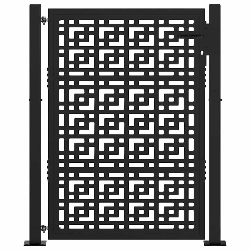 Black Steel Garden Gate 100x125cm with Security Lock
