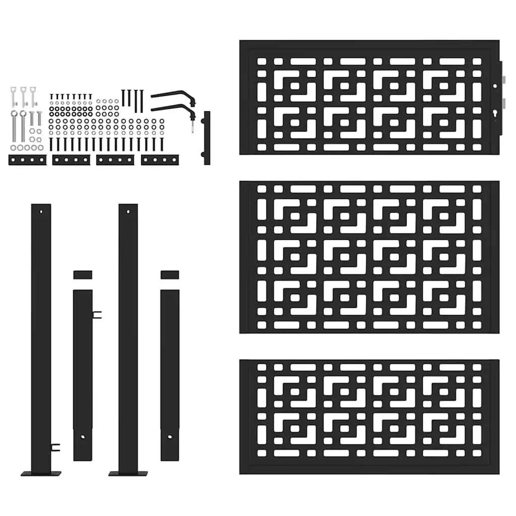 Black Steel Garden Gate 100x125cm with Security Lock