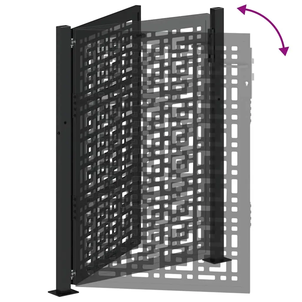 Black Steel Garden Gate 100x125cm with Security Lock
