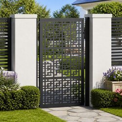 Sturdy Black Steel Garden Gate with Cross Design 100x150 cm