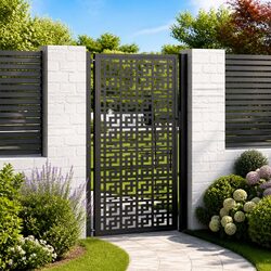 Black Steel Garden Gate 100x175 cm with Lockable Design