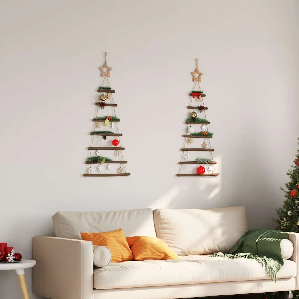 Hanging Christmas Tree Decorations 2pcs 42x90cm Natural Wood Branch Wall Decor